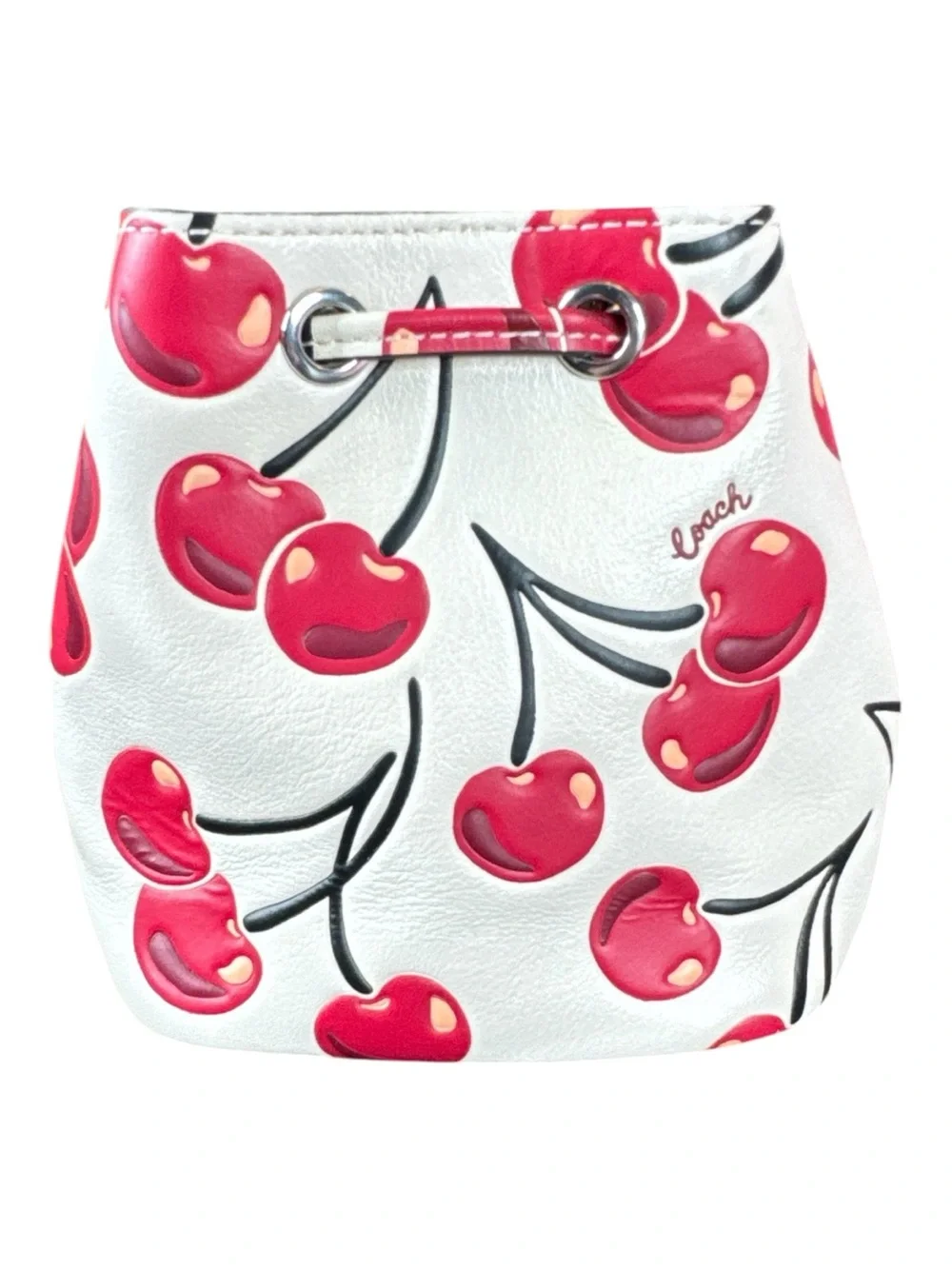 COACH Drawstring Wristlet with Cherry Print